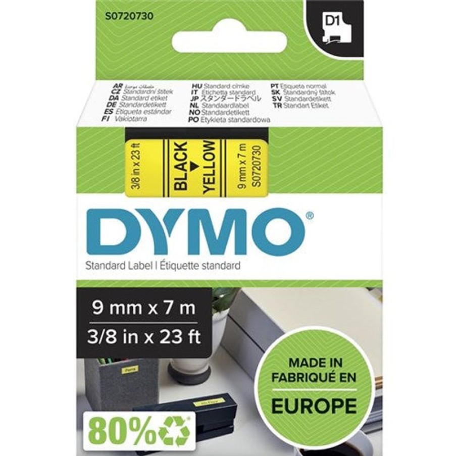 Labelling Machines & Accessories | Dymo Dymo D1 Label Cassette Tape 9Mmx7M Black On Yellow