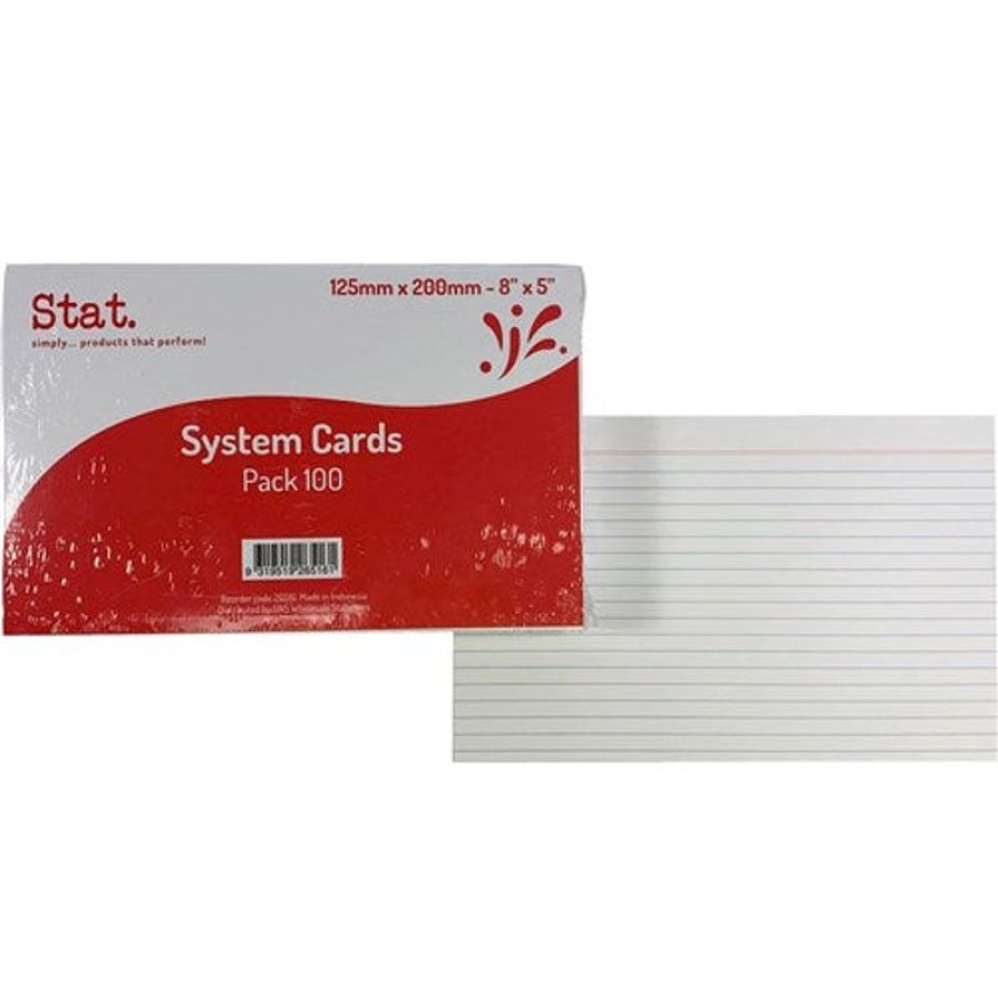 Desk Top Accessories | Stat Stat System Cards 125X200Mm Ruled Pack Of 100 White