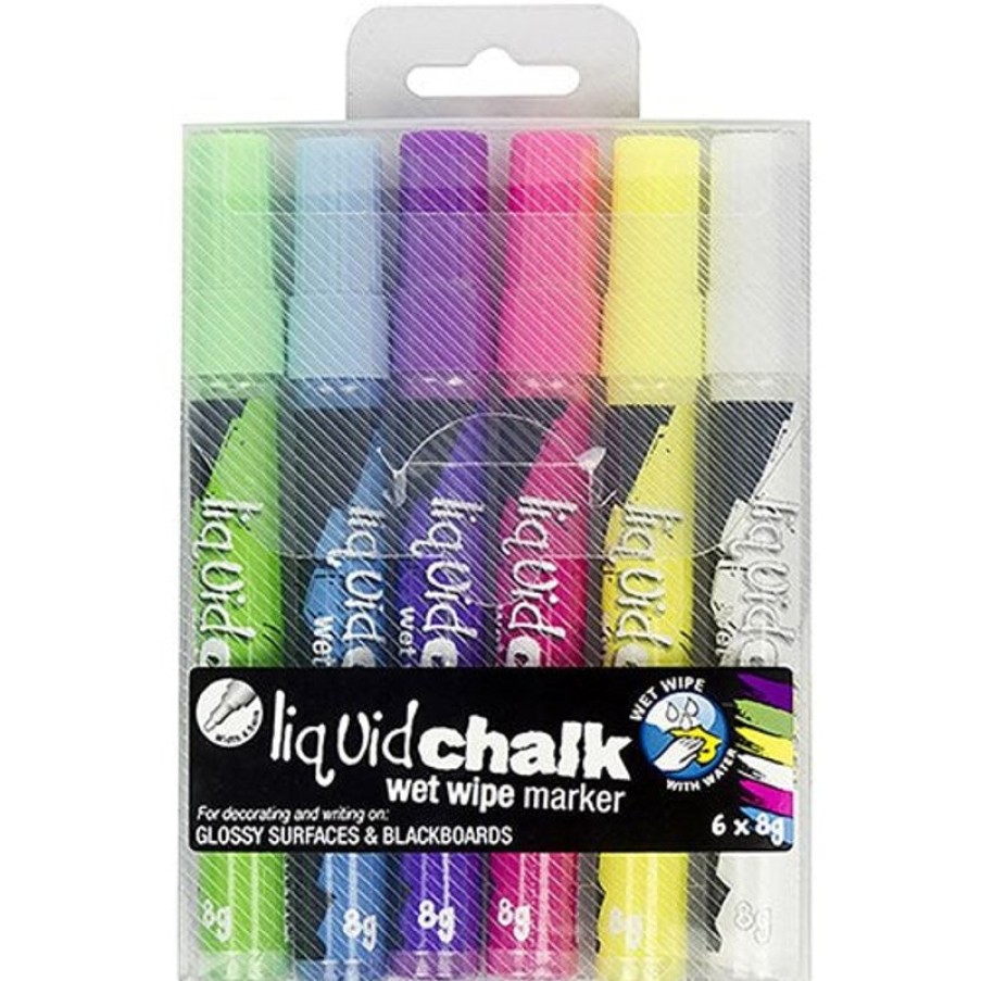 Markers & Highlighters | Texta Texta Liquid Chalk Markers Wet Wipe Bullet 4.5Mm Assorted Wallet Of 6