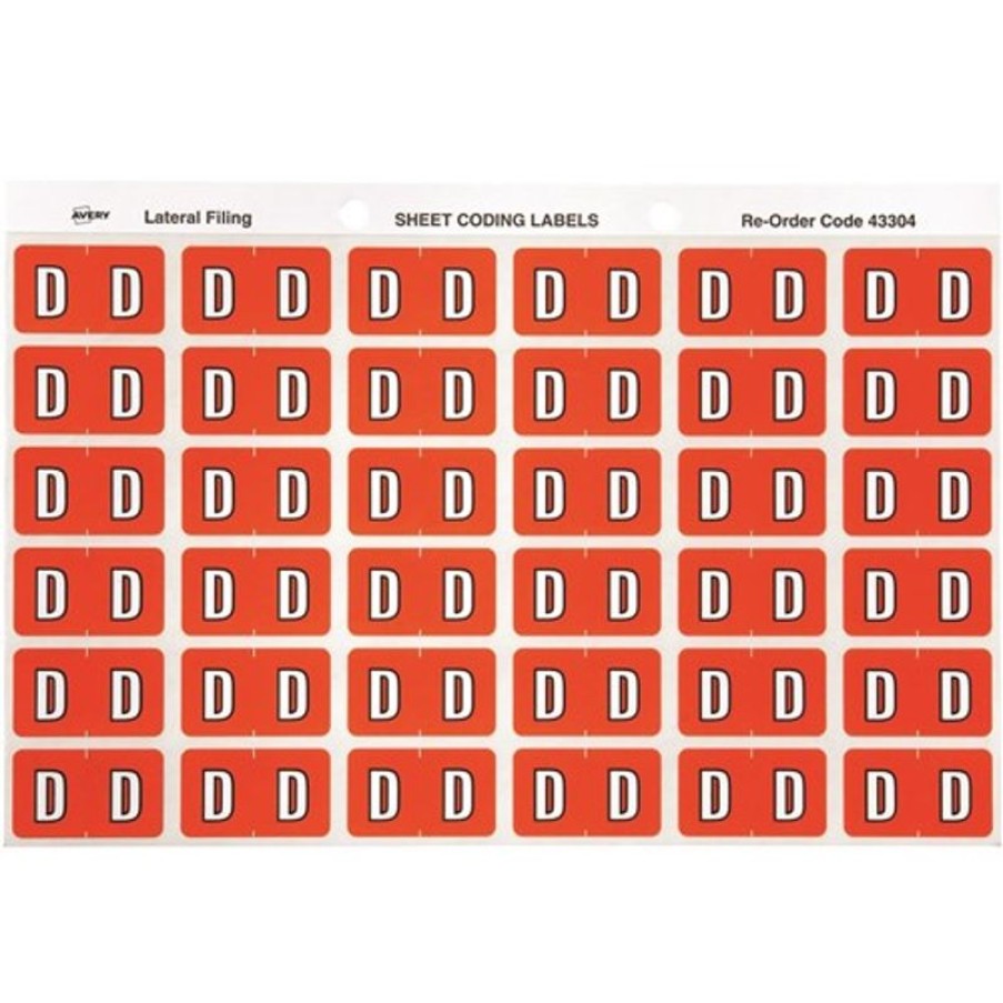 Telephones & Accessories | Avery Avery Alphabet Coding Label D Side Tab 25X38Mm Dark Orange Pack Of 180