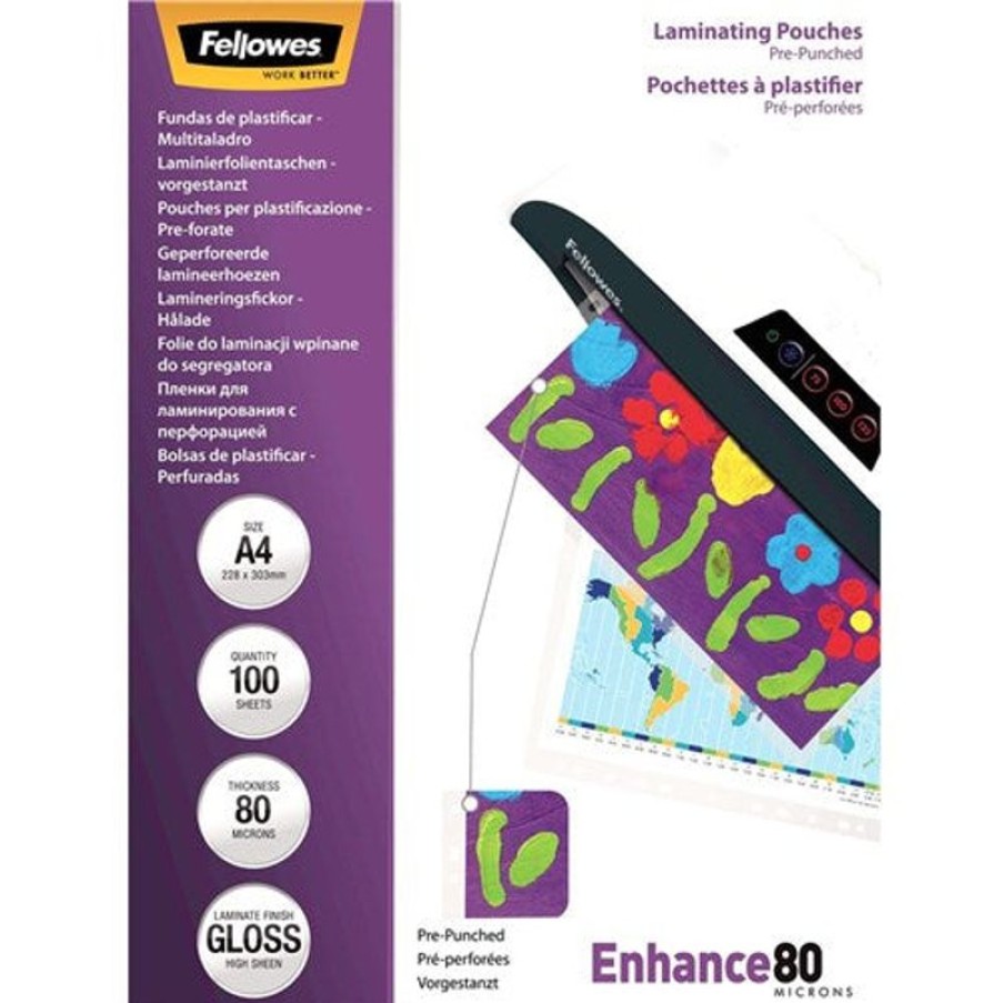 Laminating Accessories | Fellowes Fellowes Laminating Pouches A4 80 Micron Pack Of 100