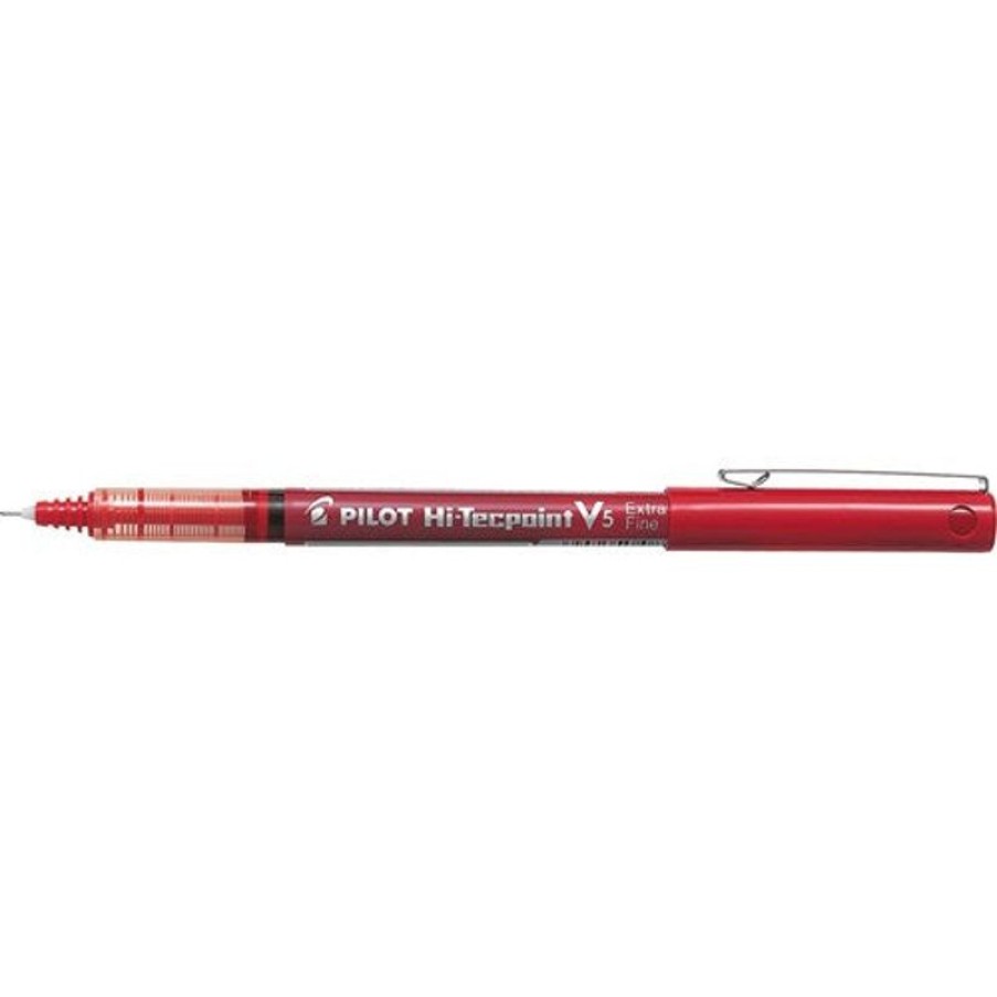 Pens | Pilot Pilot Bx-V5 Hi-Tecpoint Pen Rollerball Extra Fine 0.5Mm Red Box12