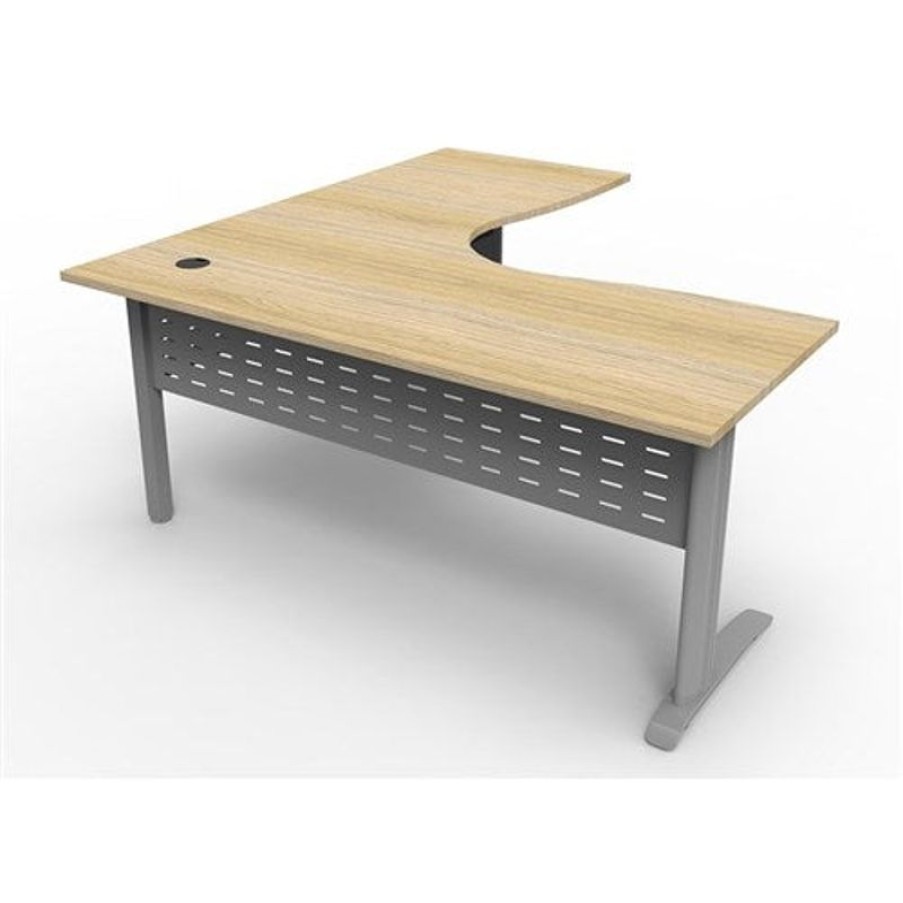 Office Furniture | RapidLine Rapidline Deluxe Rapid Span Corner Workstation 1800/1800W X 750D X 730Mmh Oak/Silver