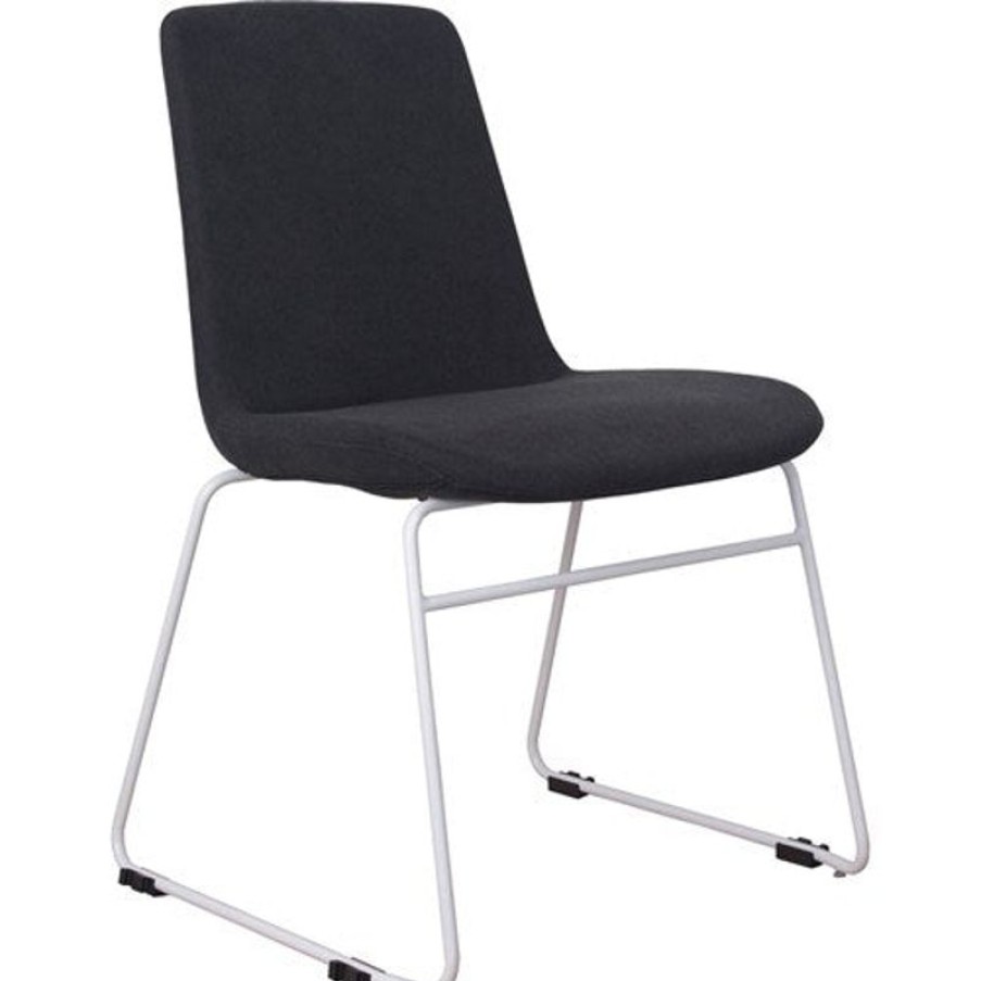 Chairs & Accessories | RapidLine Rapidline Tempo Visitor Chair White Sled Base Black Padded Fabric Upholstery