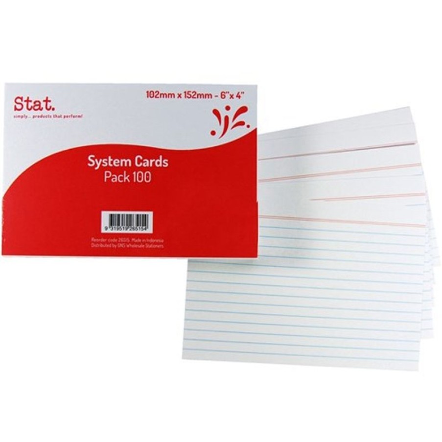 Desk Top Accessories | Stat Stat System Cards 102X152Mm Ruled Pack Of 100 White