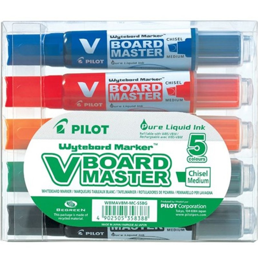 Markers & Highlighters | Pilot Pilot V Board Master Begreen Whiteboard Marker Chisel 2.3- 5.2Mm Assorted Wallet Of 5