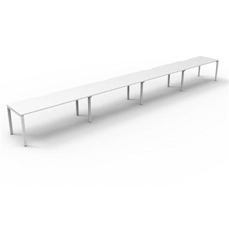 Office Furniture | RapidLine Rapidline Deluxe Infinity Desk Profile Leg Single Sided 4 Person 6000Mmw White/White