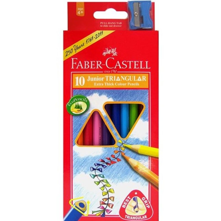 School Supplies/Art & Craft | Faber-Castell Faber-Castell Junior Coloured Triangular Pencils With Sharpener Pack Of 10