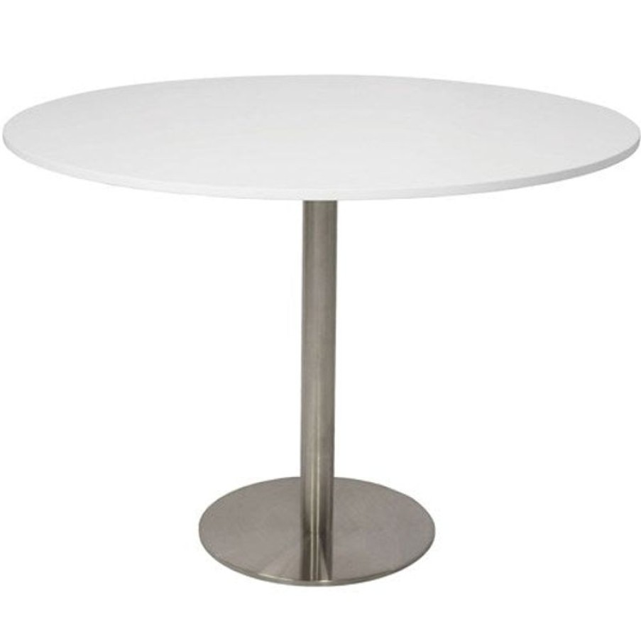 Office Furniture | RapidLine Rapidline Disc Base Round Table 1200D X 755Mmh White Top Silver Base