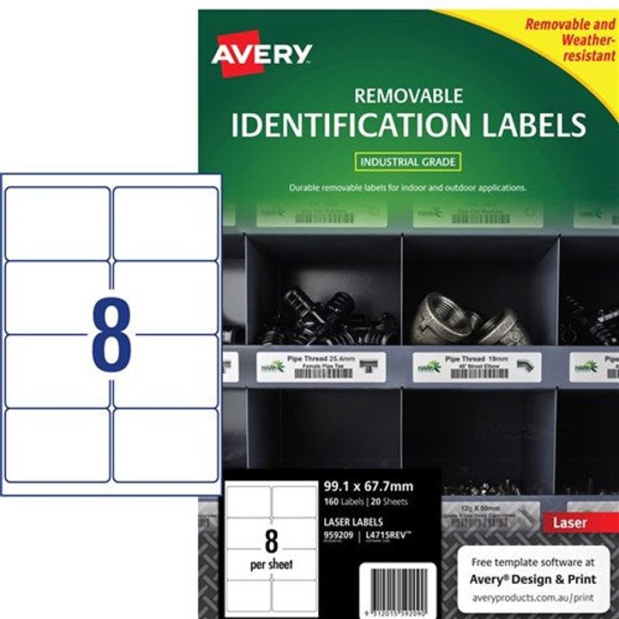 Telephones & Accessories | Avery Avery Identification Removable Heavy Duty Laser White L4715 99.1X67.7Mm 8Up 160 Labels