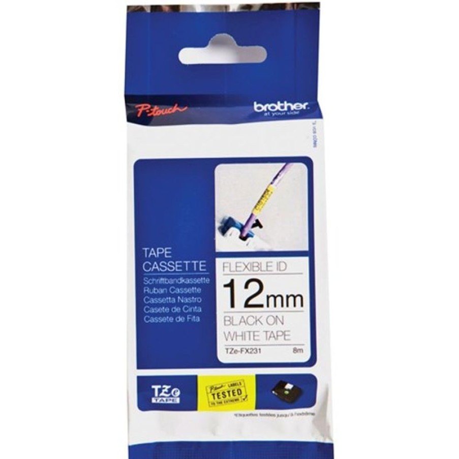 Telephones & Accessories | Brother Brother Tze-Fx231 P-Touch Tape 12Mmx8M Black On White Flexible Id Labelling