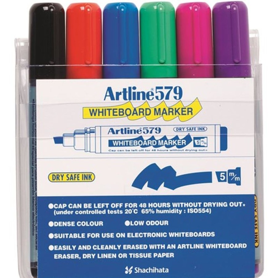 Telephones & Accessories | Artline Artline 579 Whiteboard Markers Chisel 2-5Mm Assorted Colours Pack Of 6