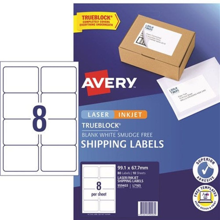 Telephones & Accessories | Avery Avery Internet Shipping Laser & Inkjet Labels White L7165 99.1 X 67.7Mm 8Up 80 Labels