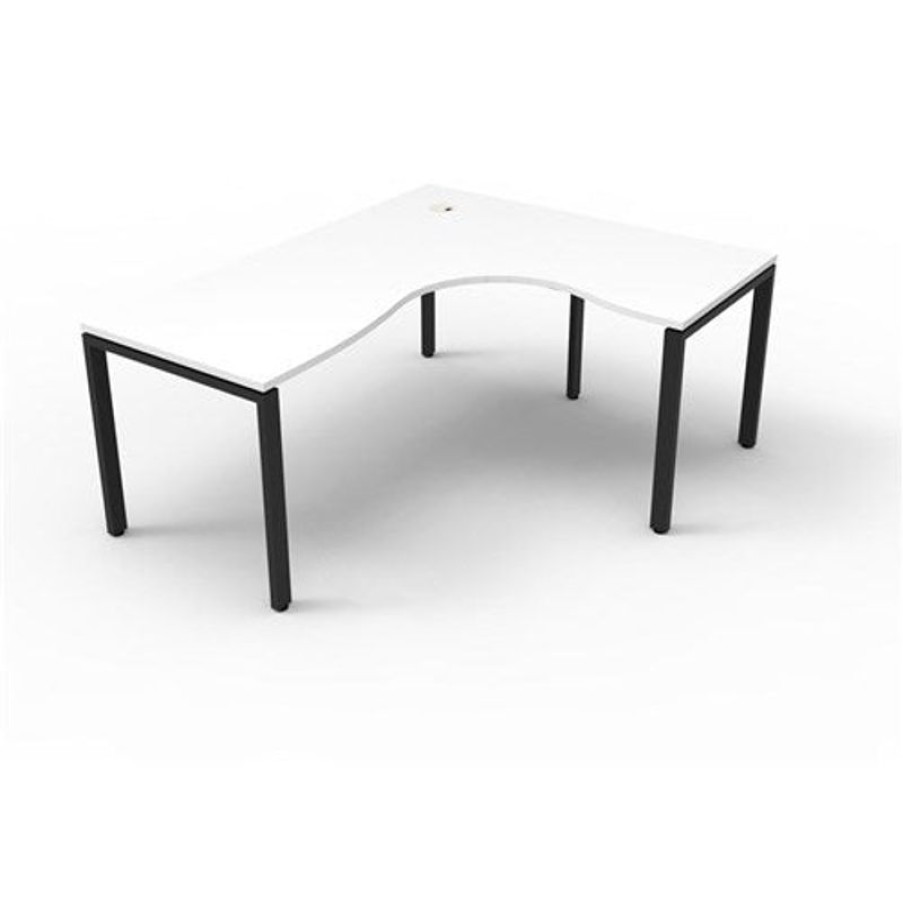 Office Furniture | RapidLine Rapidline Deluxe Infinity Corner Workstation Profile Leg 1800/1800Mmw White/Black