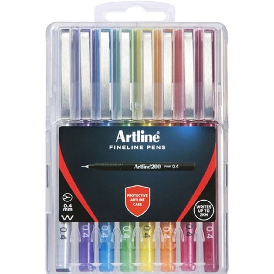 Telephones & Accessories | Artline Artline 200 Fineliner Pen Fine 0.4Mm Assorted Hard Case Pack Of 8