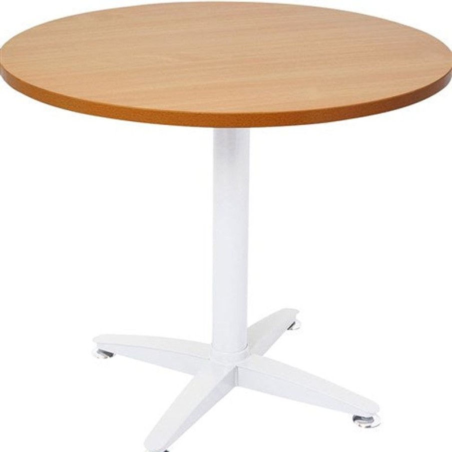 Office Furniture | RapidLine Rapidline 4 Star Round Table 900D X 730Mmh Beech Top White Base