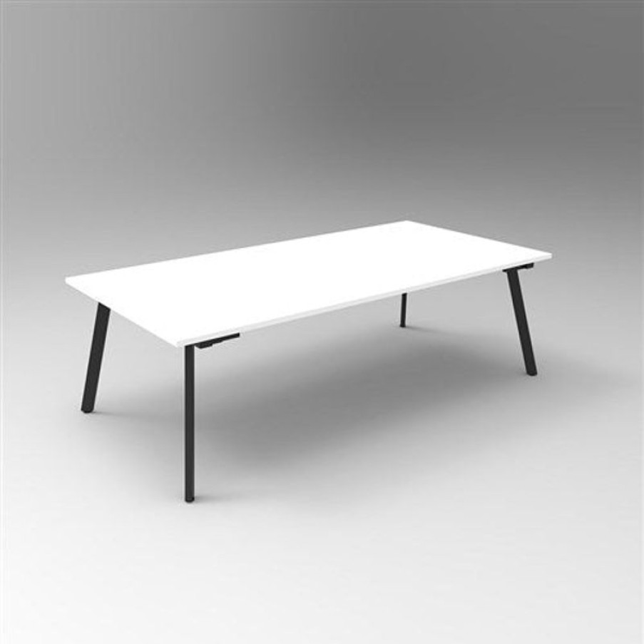 Office Furniture | RapidLine Rapidline Eternity Meeting And Boardroom Table 2400W X 1200D X 730Mmh White Top Black Base