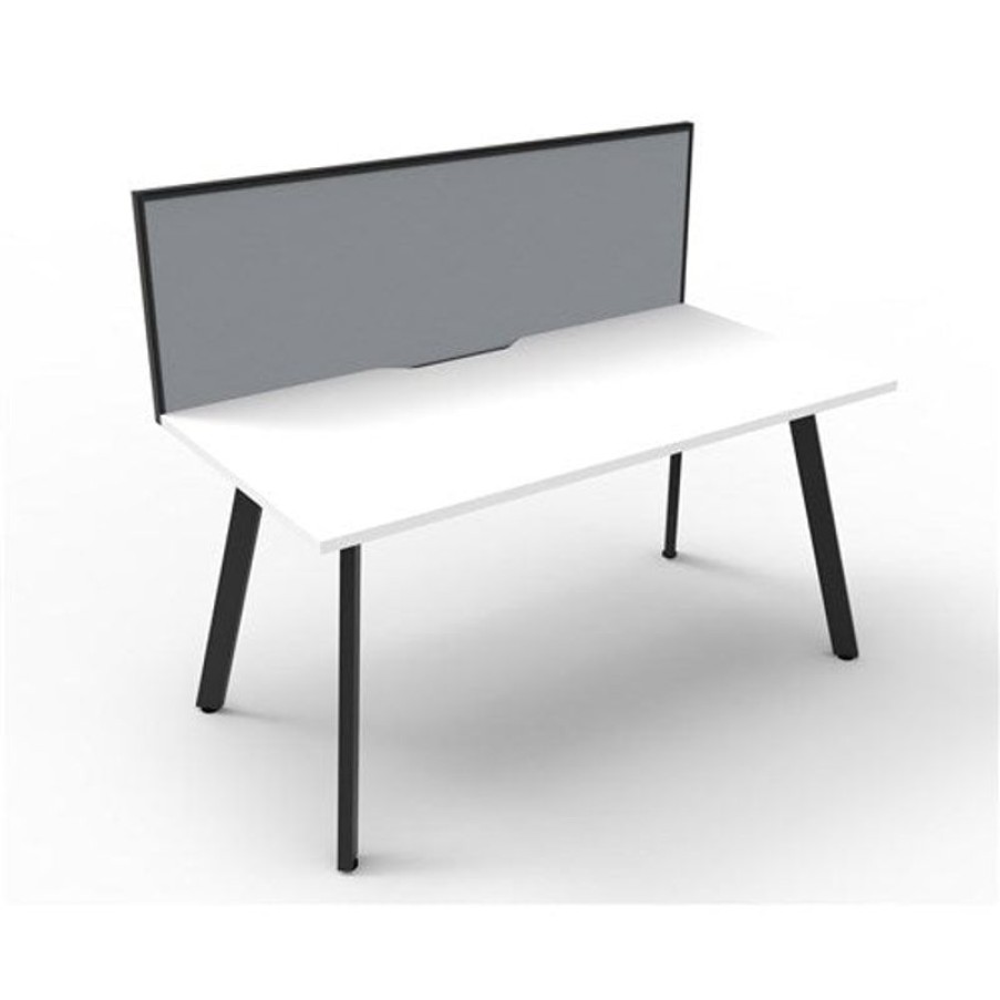 Office Furniture | RapidLine Rapidline Eternity Workstation Single Sided With Screen 1200W X 780D X 1200Mmh White/Black