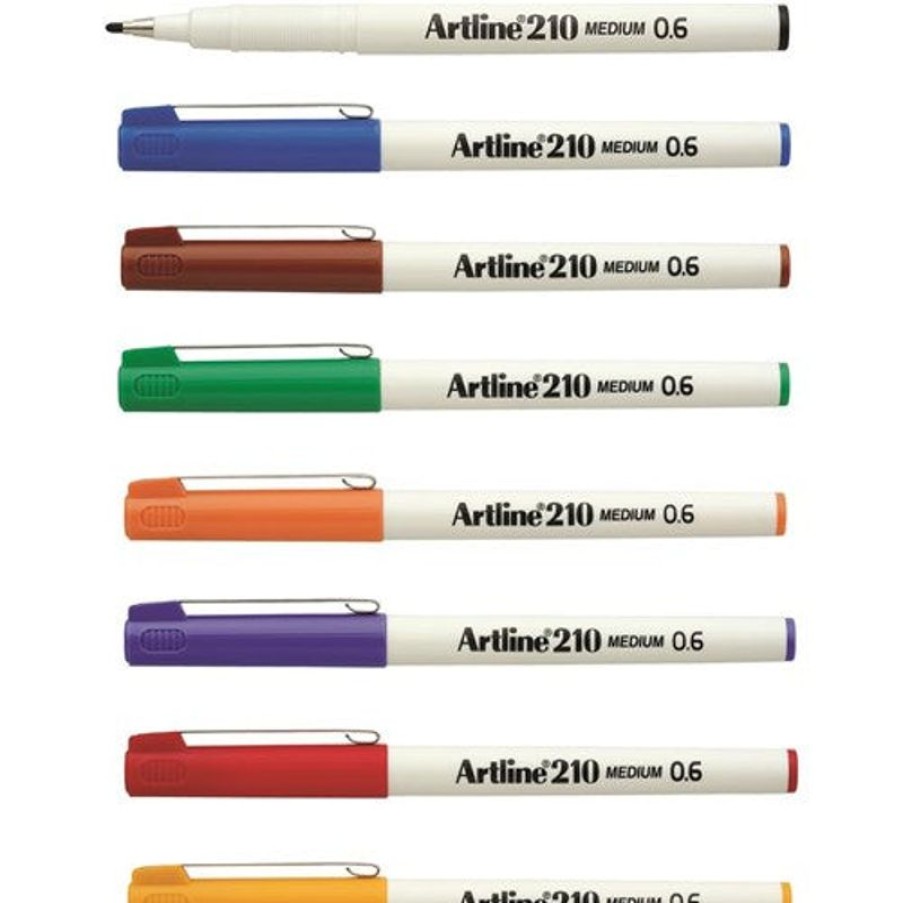 Telephones & Accessories | Artline Artline 210 Fineliner Pen Medium 0.6Mm 8 Assorted Colours Box Of 12