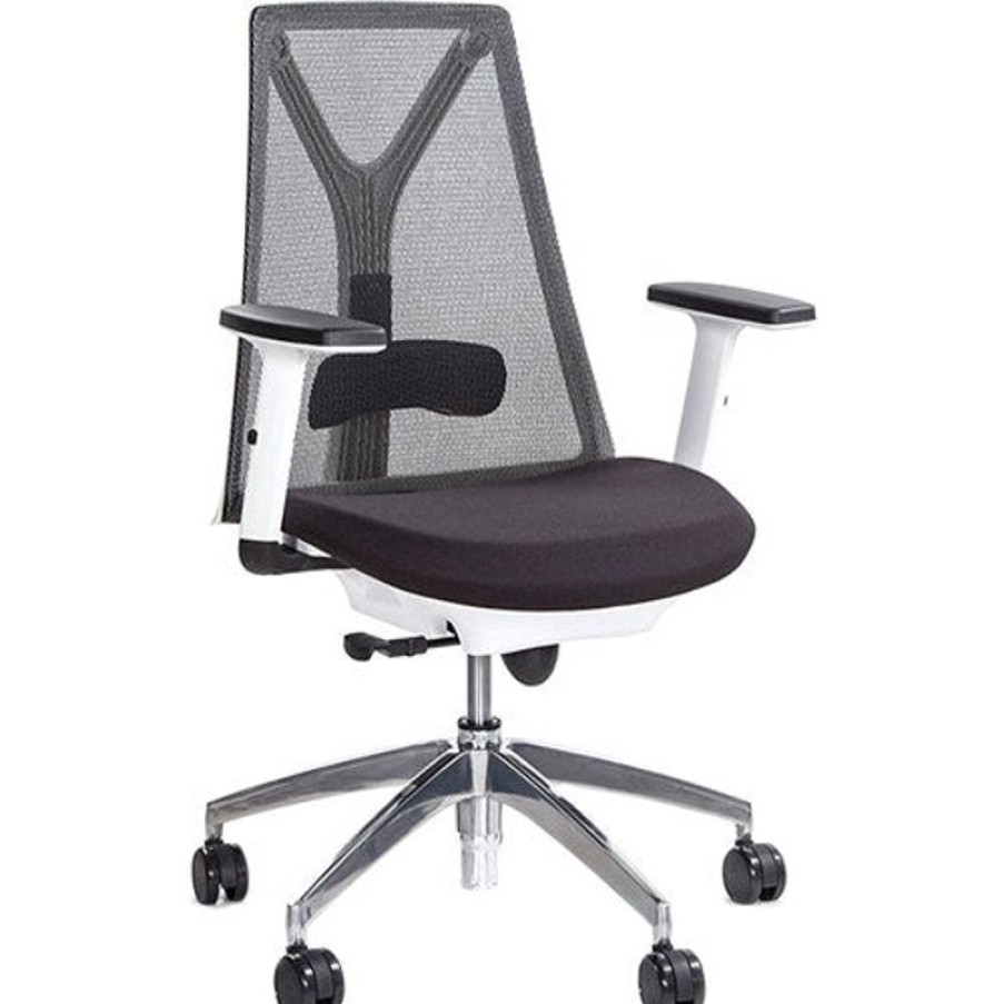 Chairs & Accessories | K2 Office K2 Ntr Anchor Executive Chair Mesh Back With Arms Stylish White Frame