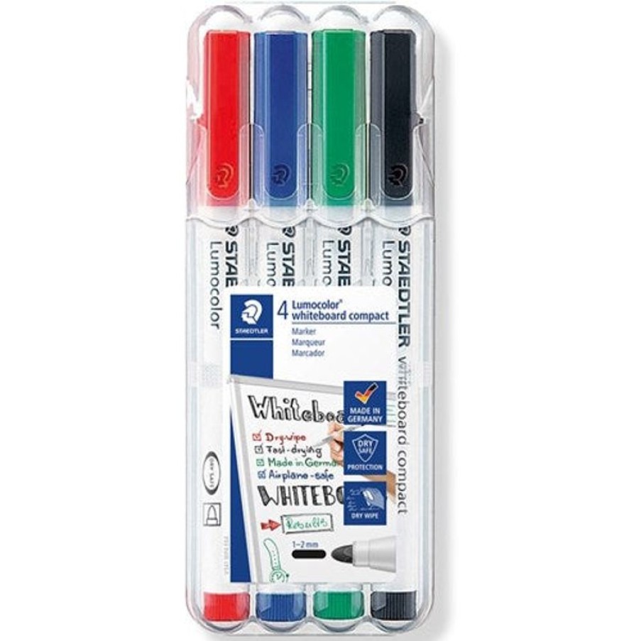 Markers & Highlighters | Staedtler Staedtler 341 Lumocolor Whiteboard Marker Bullet 1-2Mm Assorted Wallet Of 4