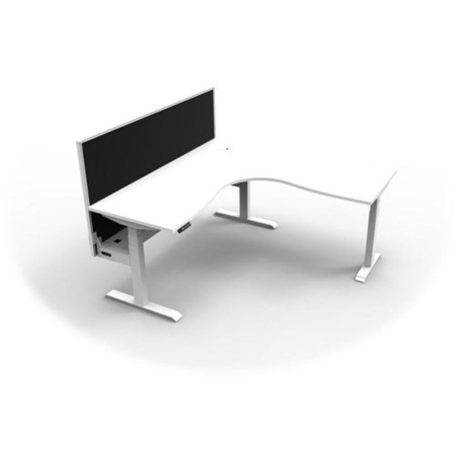 Office Furniture | RapidLine Rapidline Boost+ Corner Workstation + Screen + Cable Tray 1500/1500Mmw White/White