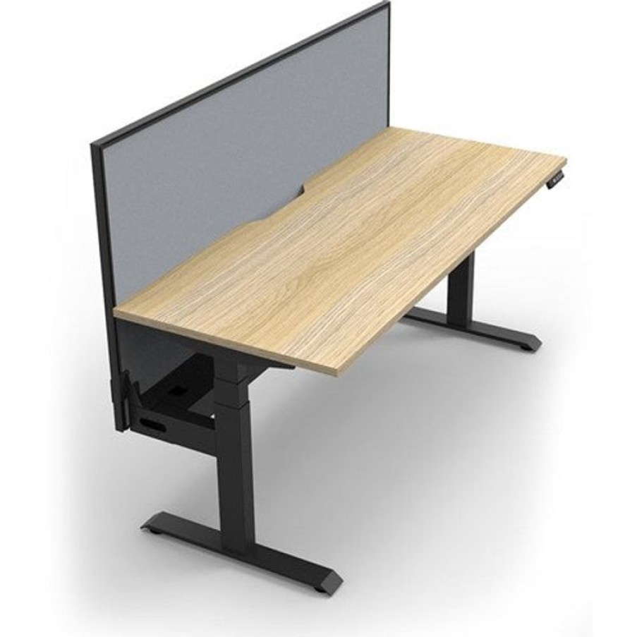 Office Furniture | RapidLine Rapidline Boost+ Single Sided Workstation + Screen + Tray 1200Wx750Dx1330Mmh Oak / Black