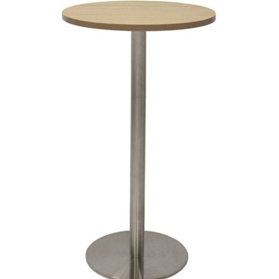 Office Furniture | RapidLine Rapidline Disc Base Dry Bar Table 600D X 1085Mmh Oak Silver Base