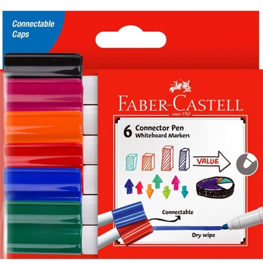 Markers & Highlighters | Faber-Castell Faber-Castell Connector Whiteboard Marker Assorted Pack Of 6