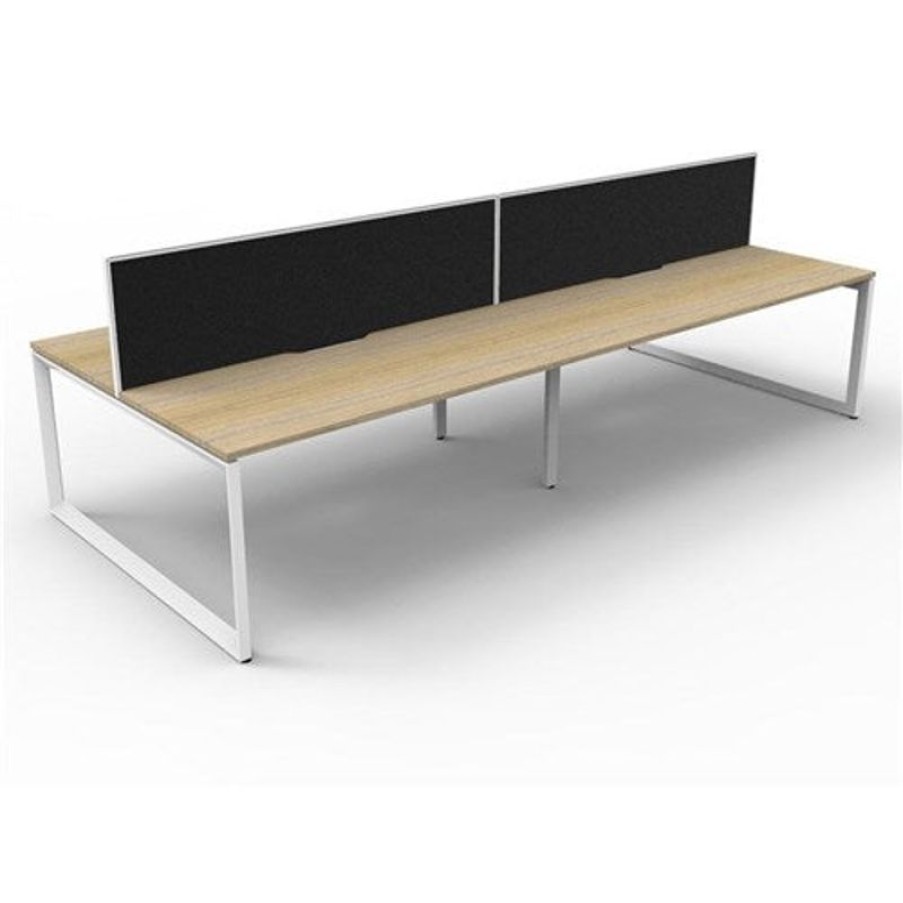 Office Furniture | RapidLine Rapidline Deluxe Infinity Desk Loop Leg Double Sided + Screen 4 Person 3000Mmw Oak/White