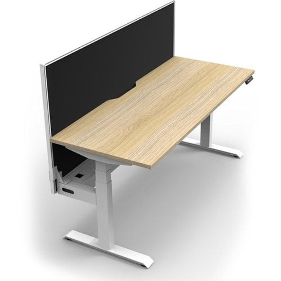 Office Furniture | RapidLine Rapidline Boost+ Single Sided Workstation + Screen + Tray 1200Wx750Dx1330Mmh Oak / White