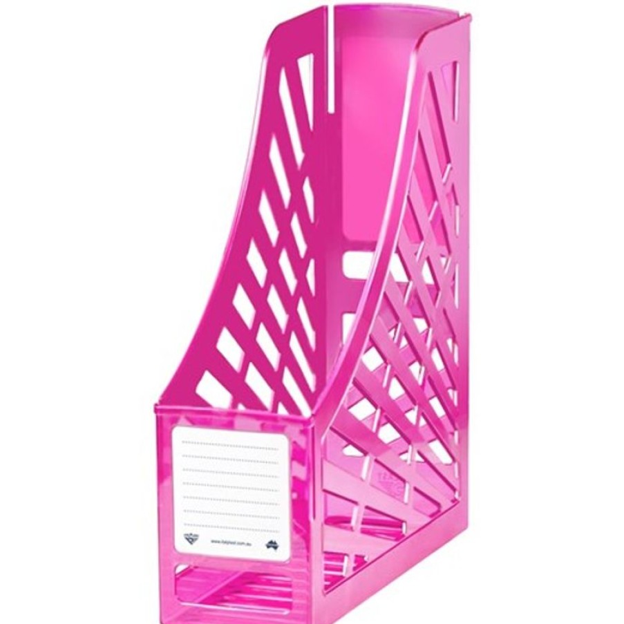 Desk Top Accessories | Italplast Italplast Magazine Holder Translucent Tinted Pink