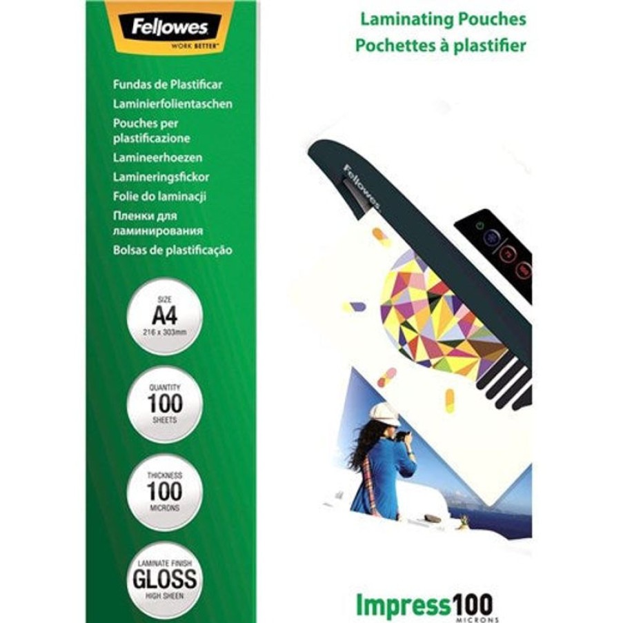 Laminating Accessories | Fellowes Fellowes Laminating Pouch A4 100 Micron Gloss Pack Of 100