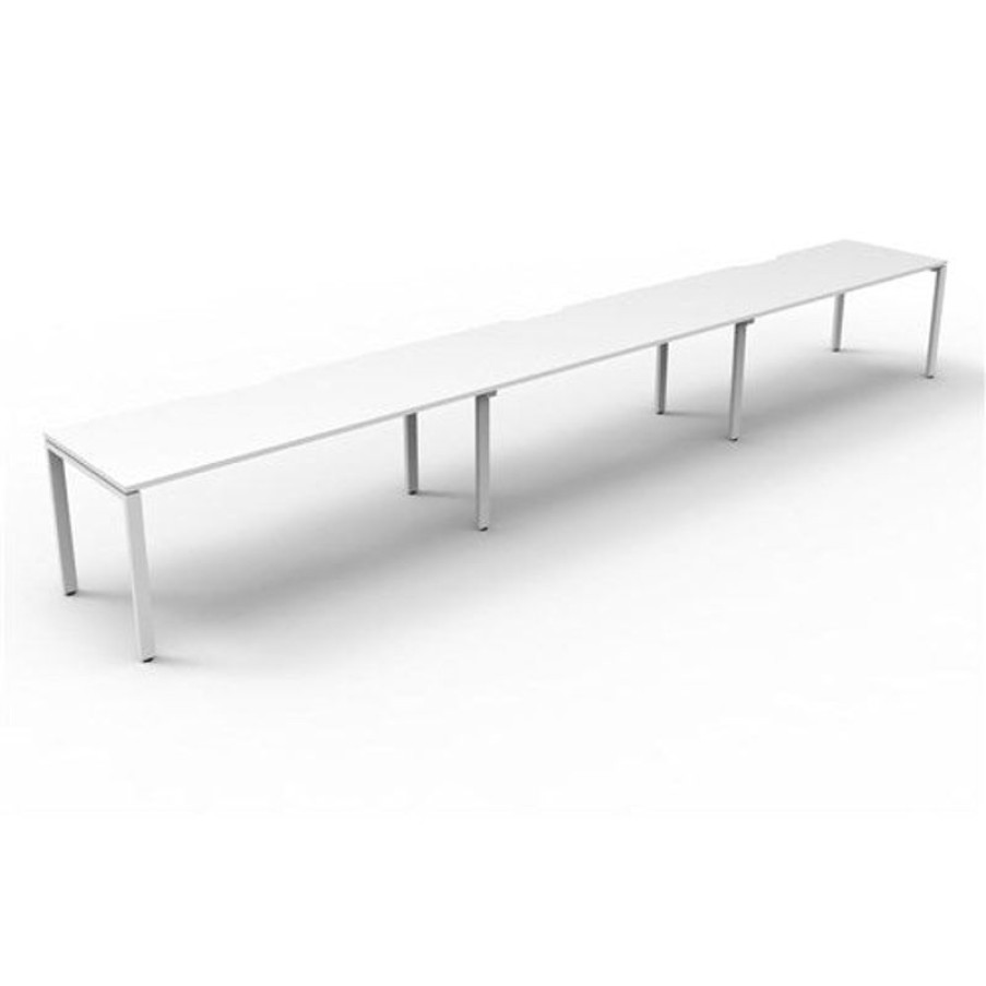 Office Furniture | RapidLine Rapidline Deluxe Infinity Desk Profile Leg Single Sided 3 Person 3600Mmw White/White