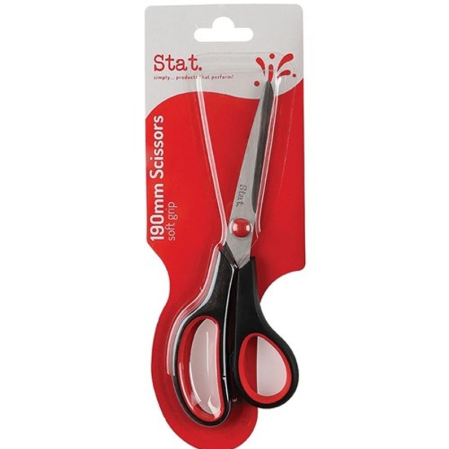 Scissors & Cutters | Stat Stat Scissors Soft Grip 190Mm Black & Red