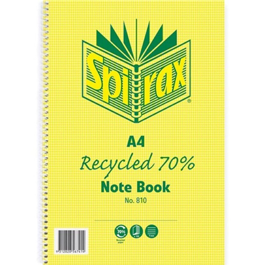 Paper, Post & Books/Books | Spirax Spirax 810 Recycled 100% Notebook A4 Ruled 120 Pages Side Opening