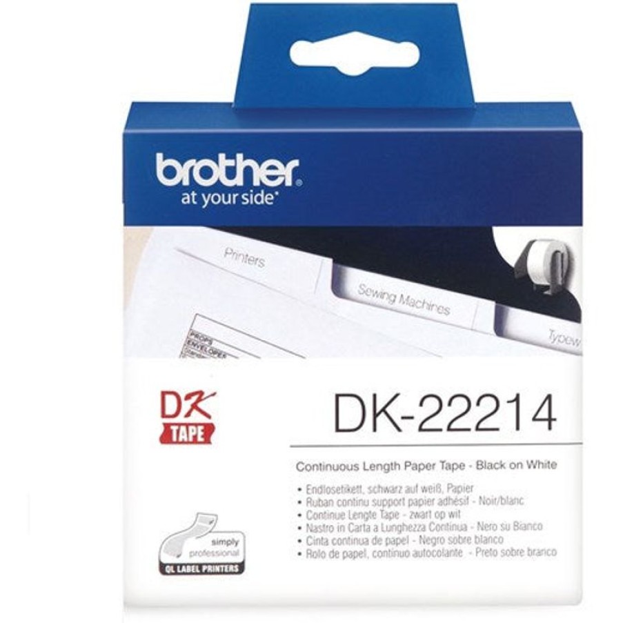 Telephones & Accessories | Brother Brother Dk-22214 Label Rolls 12Mmx30.48M White Paper Adhesive Paper