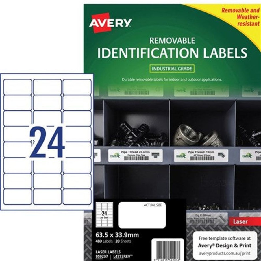 Telephones & Accessories | Avery Avery Identification Removable Heavy Duty Laser White L4773 63.5X33.9Mm 24Up 480 Labels