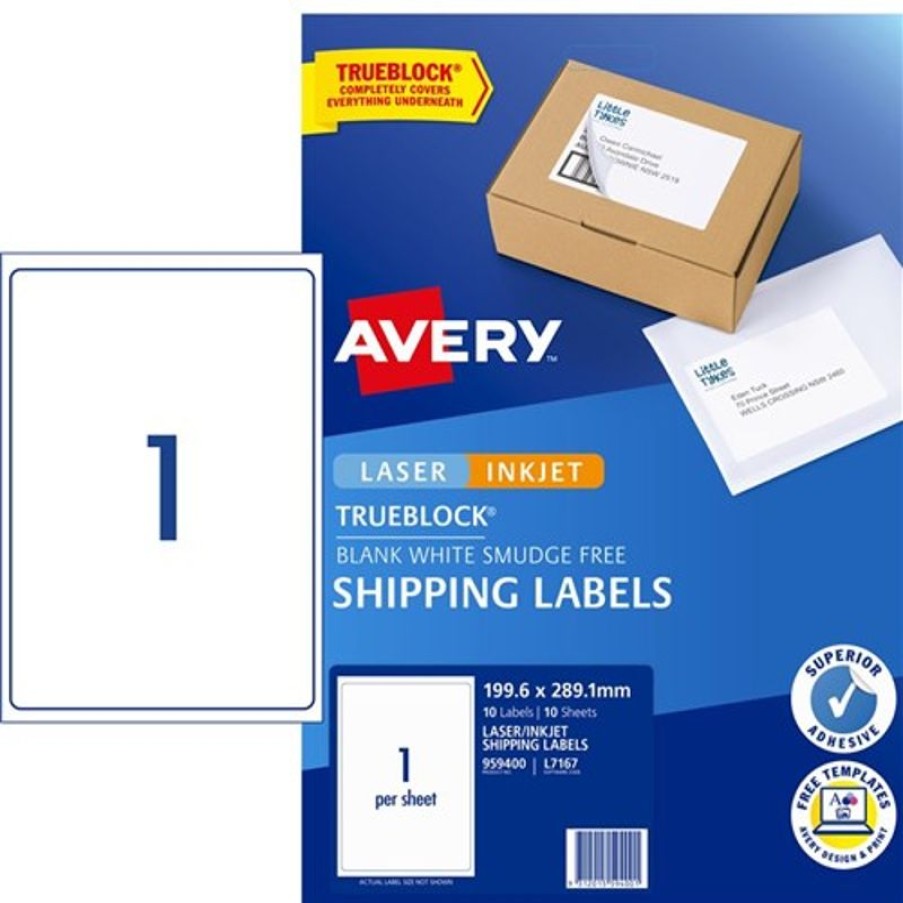 Telephones & Accessories | Avery Avery Internet Shipping Laser & Inkjet Labels White L6167 199.6X289.1Mm 1Up 10 Labels