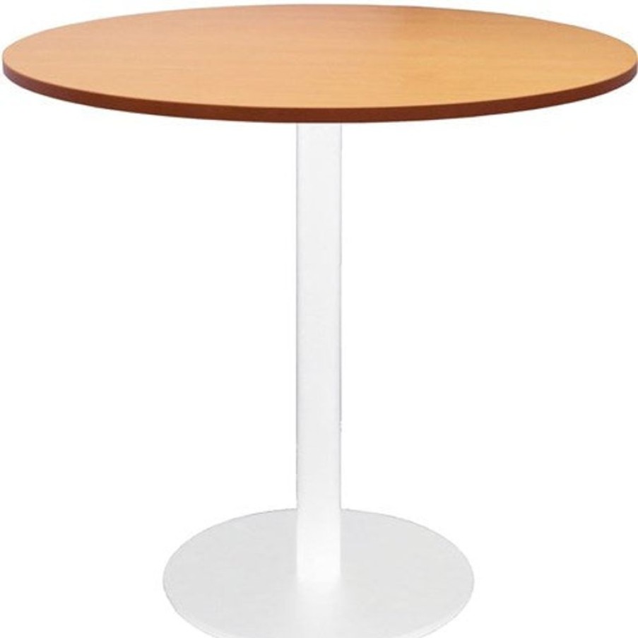 Office Furniture | RapidLine Rapidline Disc Base Round Table 900D X 755Mmh Beech Top White Base