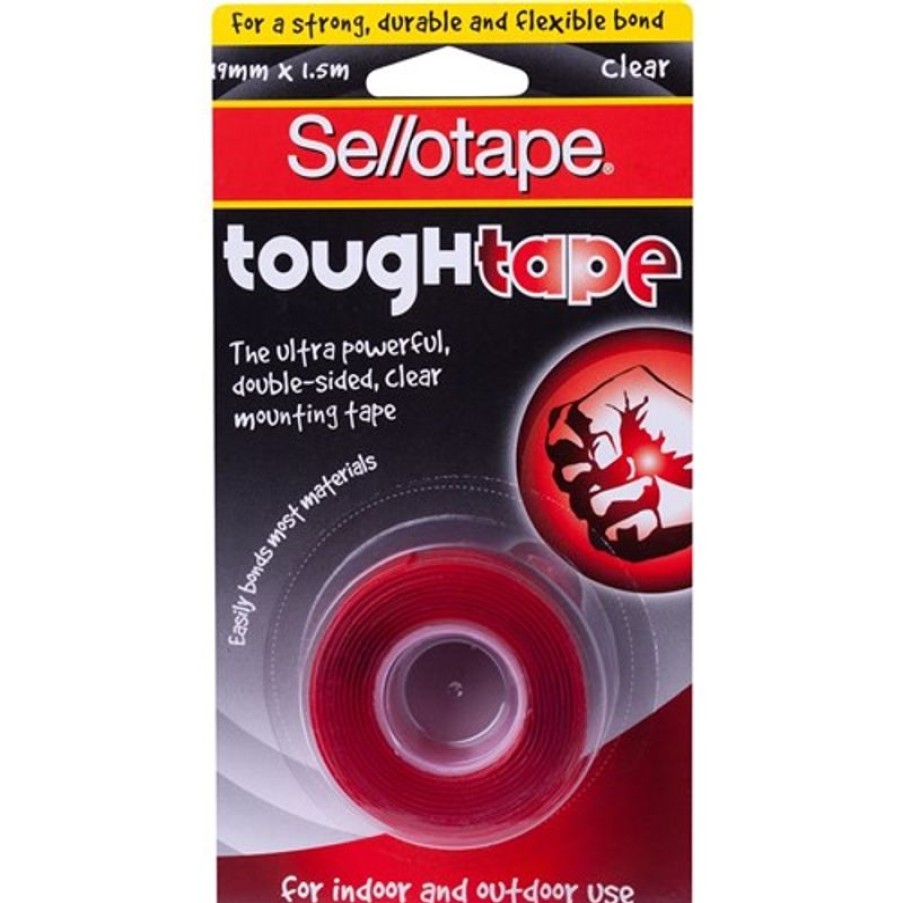 Tapes & Adhesives | Sellotape Sellotape Tough Tape Mounting 19Mmx1.5M Strip Heavy Duty Clear