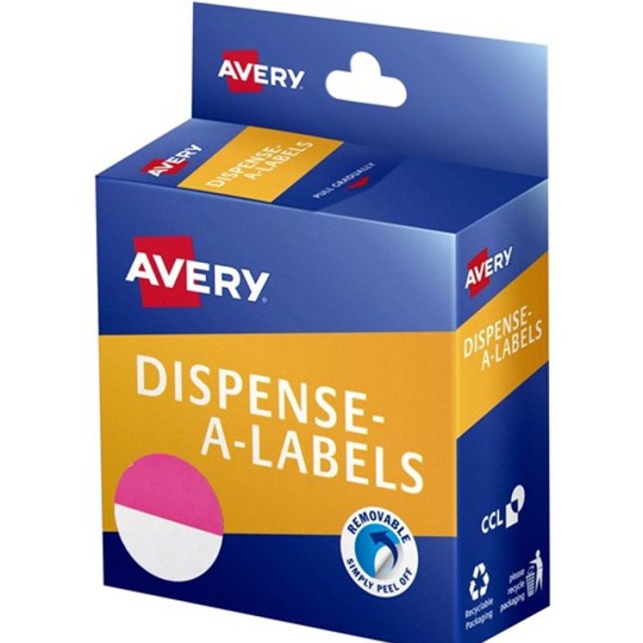 Telephones & Accessories | Avery Avery Dispenser Labels 24Mm Pink And White Dot Pack Of 300