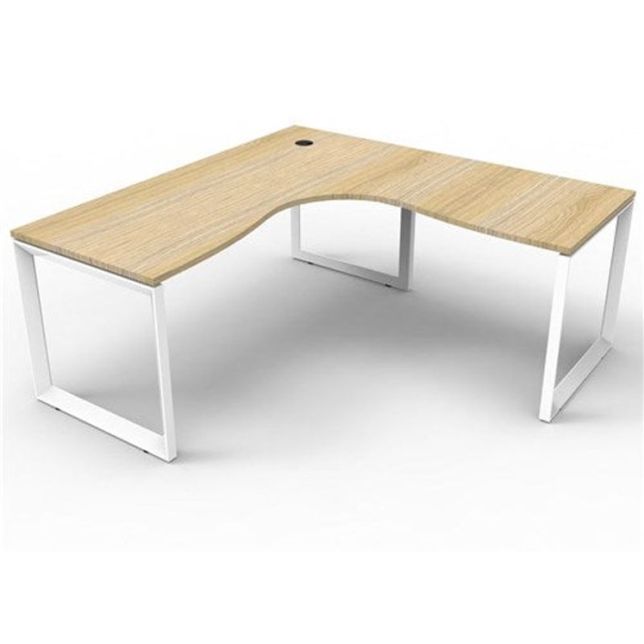 Office Furniture | RapidLine Rapidline Deluxe Infinity Corner Workstation Loop Leg 1800/1800Wx750Mmd Oak/White