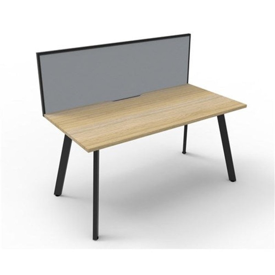 Office Furniture | RapidLine Rapidline Eternity Workstation Single Sided With Screen 1500W X 780D X 1200Mmh Oak/Black