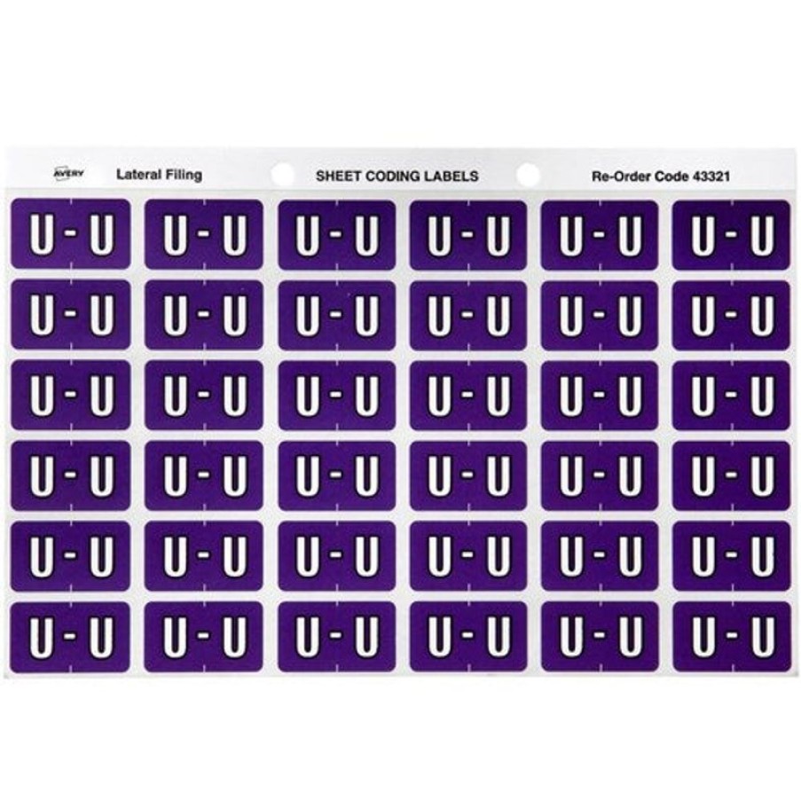 Telephones & Accessories | Avery Avery Alphabet Coding Label U Side Tab 25X38Mm Purple Pack Of 180