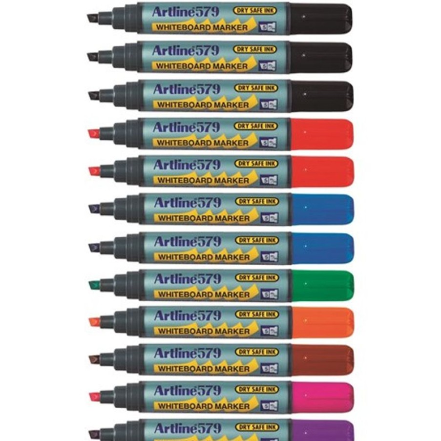 Telephones & Accessories | Artline Artline 579 Whiteboard Markers Chisel 2-5Mm 8 Assorted Colours Pack Of 12