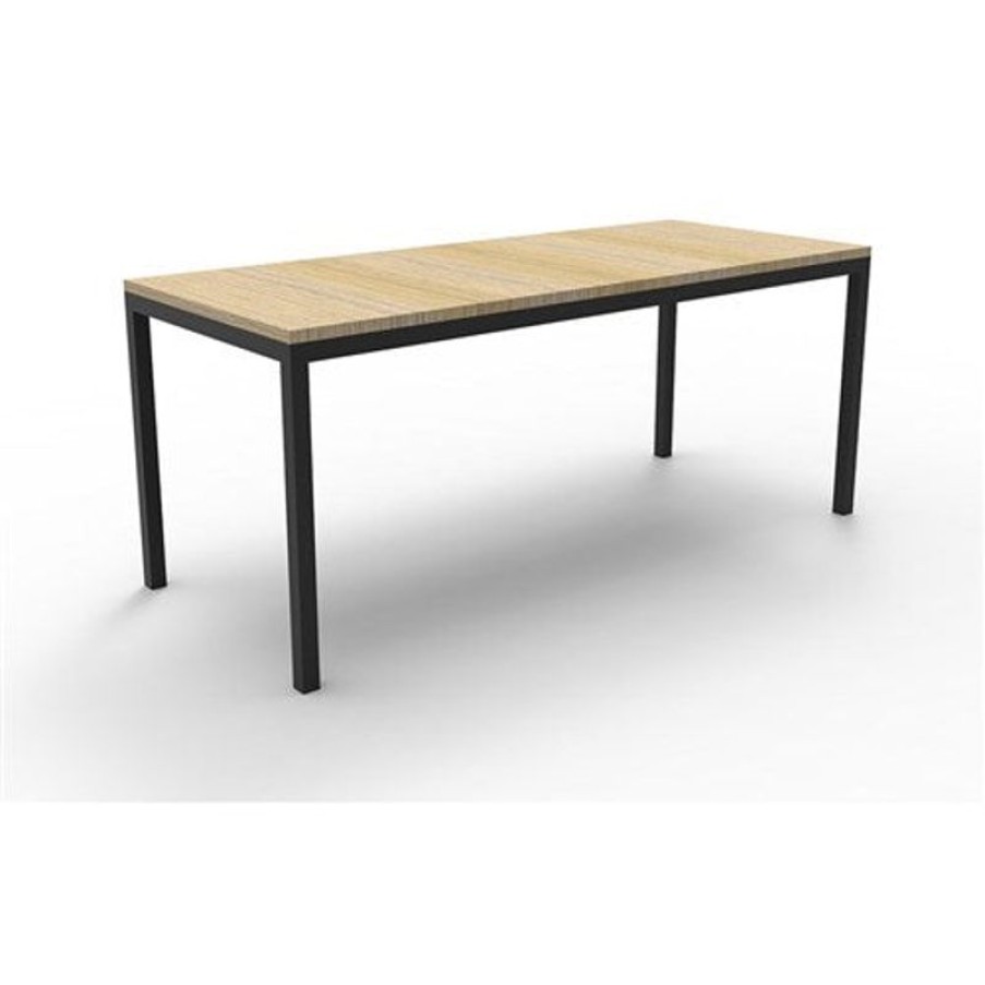 Office Furniture | RapidLine Rapidline Steel Frame Table 1200W X 600D X 730Mmh Oak Top Black Frame