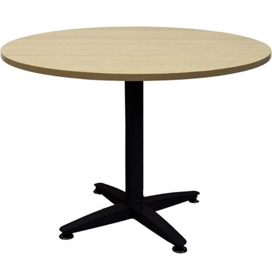 Office Furniture | RapidLine Rapidline 4 Star Round Table 900D X 730Mmh Oak Top Black Base