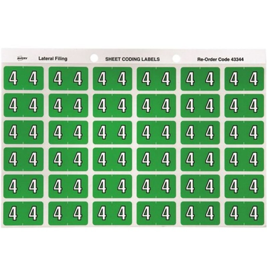 Telephones & Accessories | Avery Avery Numeric Coding Label 4 Side Tab 25X38Mm Light Green Pack Of 180