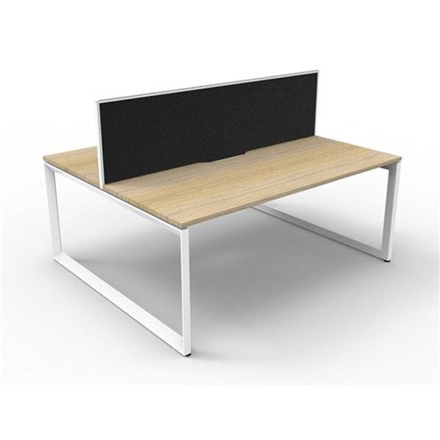 Office Furniture | RapidLine Rapidline Deluxe Infinity Desk Loop Leg Double Sided + Screen 2 Person 1200Mmw Oak/White